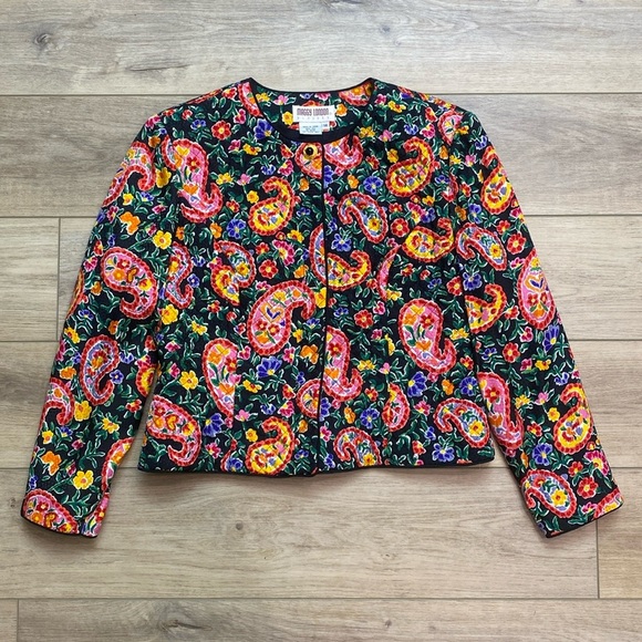 Vintage Maggy London Quilted Silk Evening‎ Jacket - Picture 1 of 16